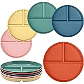 DYB DONGYONGBAO Portion Control Plate 9Inch 5PS， Round Divided Plates for Kids Adults，3 Compartment Plates Reusable,Microwave And Dishwasher Safa