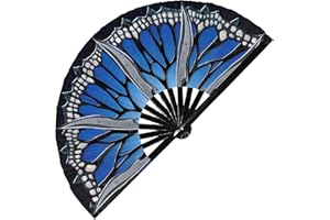 FAN-DOM Female Ninja Fan Folding Fan UV Glow Hand Fan Cosplay Outfit Halloween Blades Fan Weapon Bamboo Fan (Style 3.)