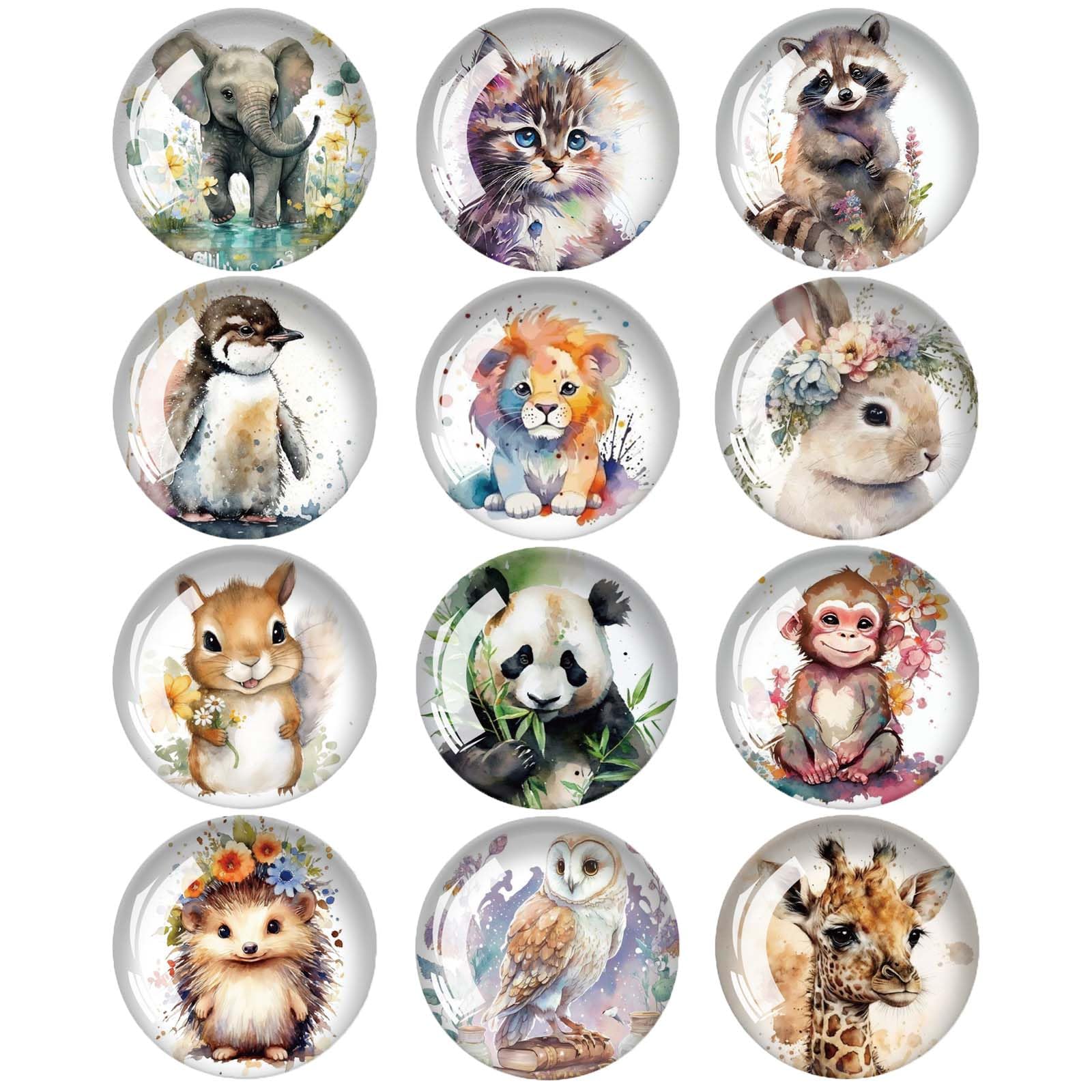 EnixwH 12 Pcs Powerful Fridge Magnets, 30MM Animal Themed Fridge Magnets, Small Magnets, Powerful Magnetic Whiteboard Magnets, Fridge Magnets, Calendar