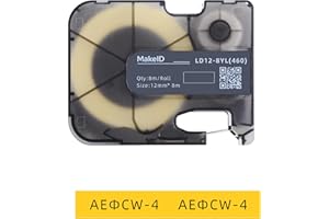 MakeID All-Weather PET Labels with Ribbon for Indoor/Outdoor General ID and Equipment Labeling, Black on Yellow - Adaptable for P20 P31 Industrial Label Makers, 26.24ft/Roll
