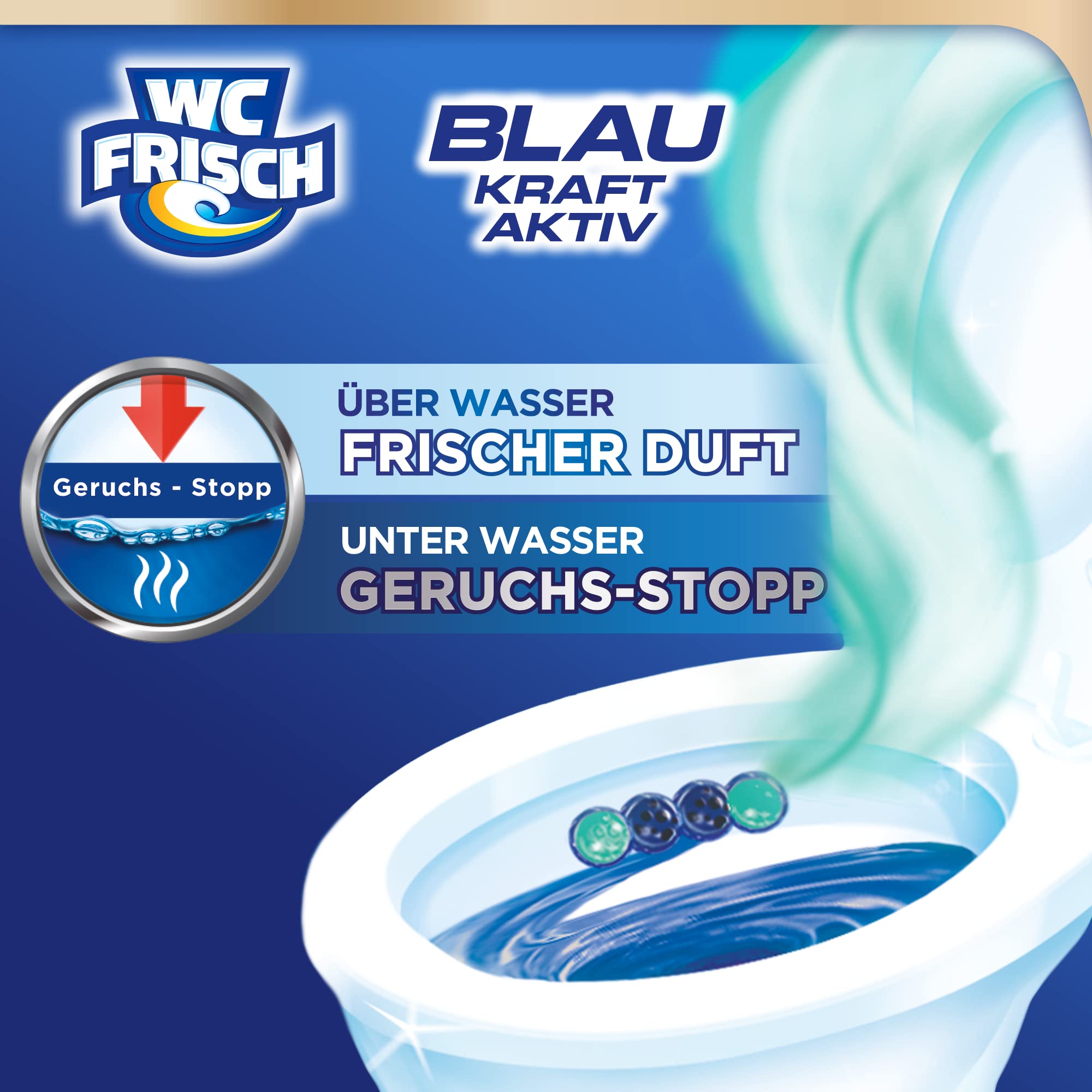 WC FRISCH Kraft Aktiv Blauspüler Ozeanfrische (150 g), WC Reiniger mit innovativer Geruchs-Stopp-Formel, Duftsteine für extra Frische und eine sichtbare Reinigung 8