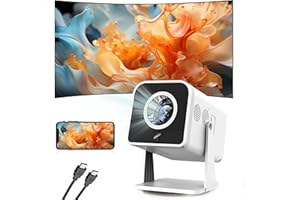 Mini Portable Projector (Built-in Speaker and Bluetooth),Native 1080P, Projector 4K Supports, Compatible with Smart Phones/TV