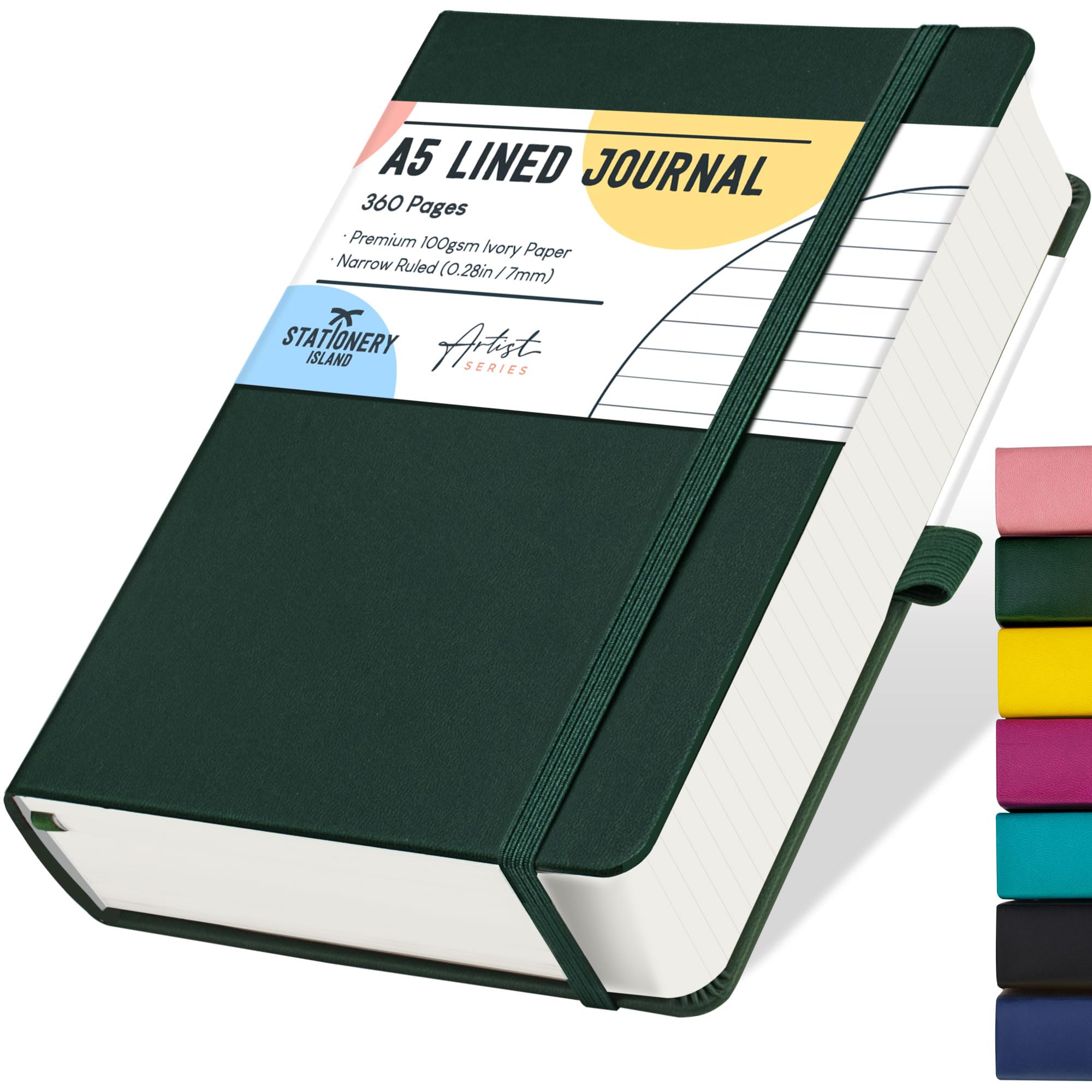 STATIONERY ISLAND A5 Lined Notebook, 360 Pages Thick Journal Notebook, Ruled Journal Fir Hardcover with 100gsm for Writing, Working, Studying, Diary