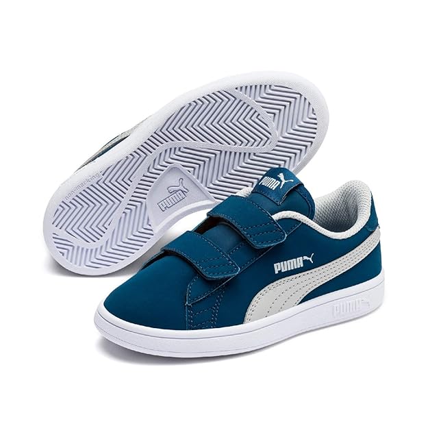 Puma Smash v2 Buck V PS Kinder Low Boot Sneaker Blau-High Rise-Weiss