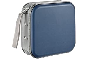 LIOVODE DVD Case, 48 Capacity CD Case Portable CD Case Holder Storage Hard Plastic DVD CD Wallet Holder Organizer for Car (Dark blue)