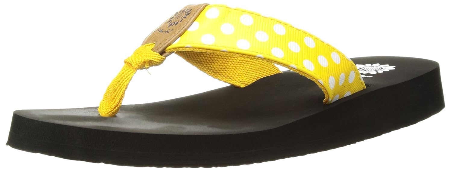 yellow dot flip flops