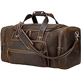 Polare 23" Full Grain Cowhide Leather Gym Duffle Weekender Overnight Travel Duffel Bag For Men