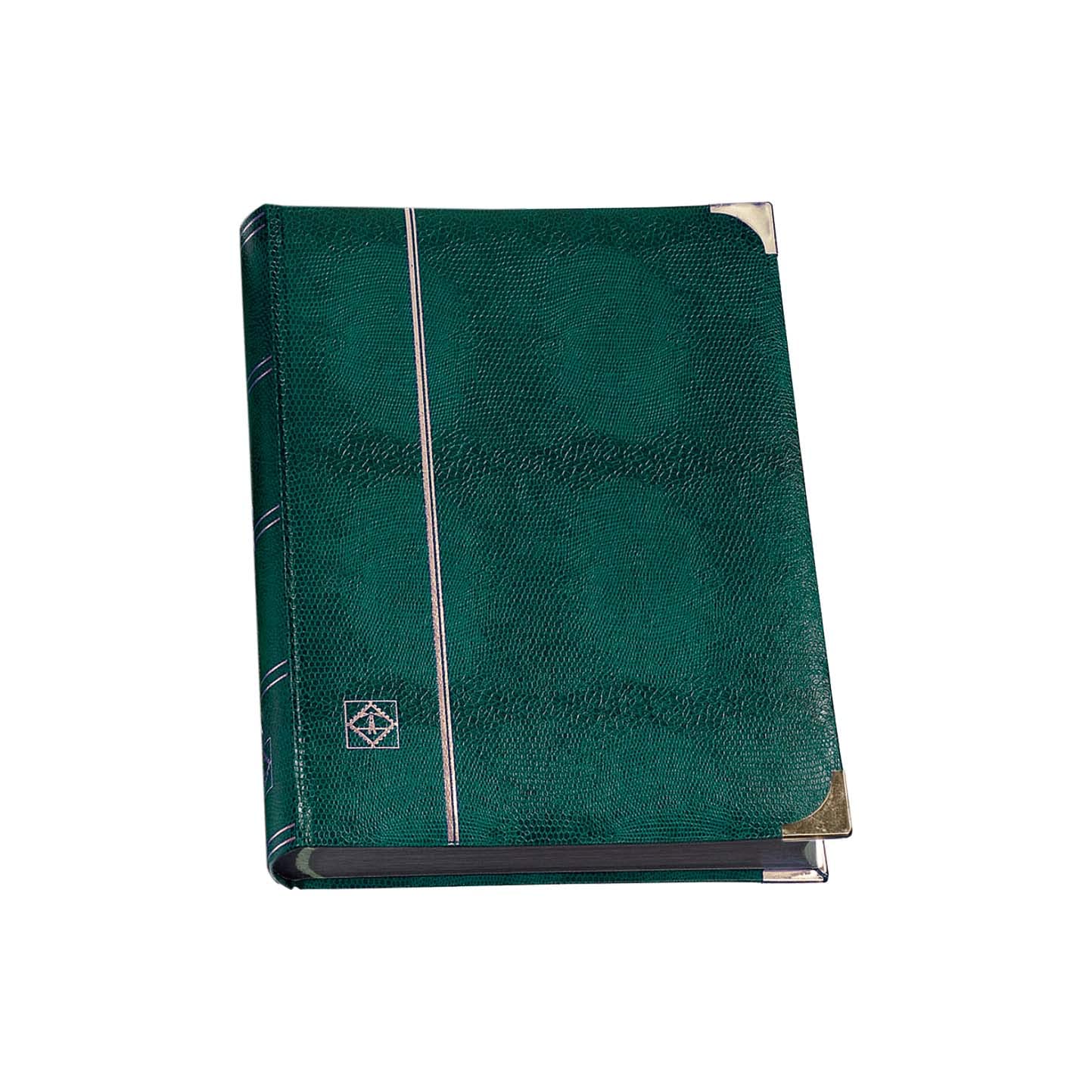 Leuchtturm 341942 Comfort Deluxe stamp collection album - 64 black DIN A4 pages - padded, crocodile look - green