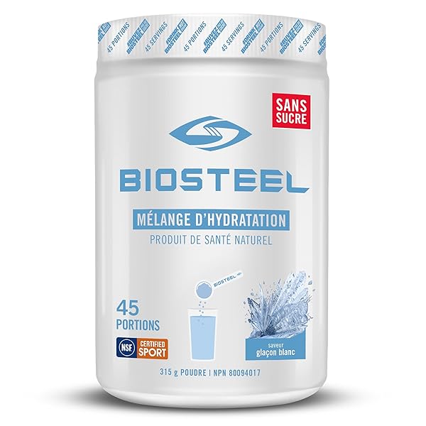 BIOSTEEL HYDRATION MIX, SUGAR-FREE WITH ESSENTIAL ELECTROLYTES, WHITE FREEZE, 45 SERVINGS