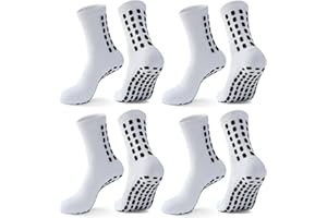 ZXOLDZX 4 Pairs Men's Soccer Socks with Grip Pads Non-Slip Football Basketball Sports Grip Soccer Socks for Men Women