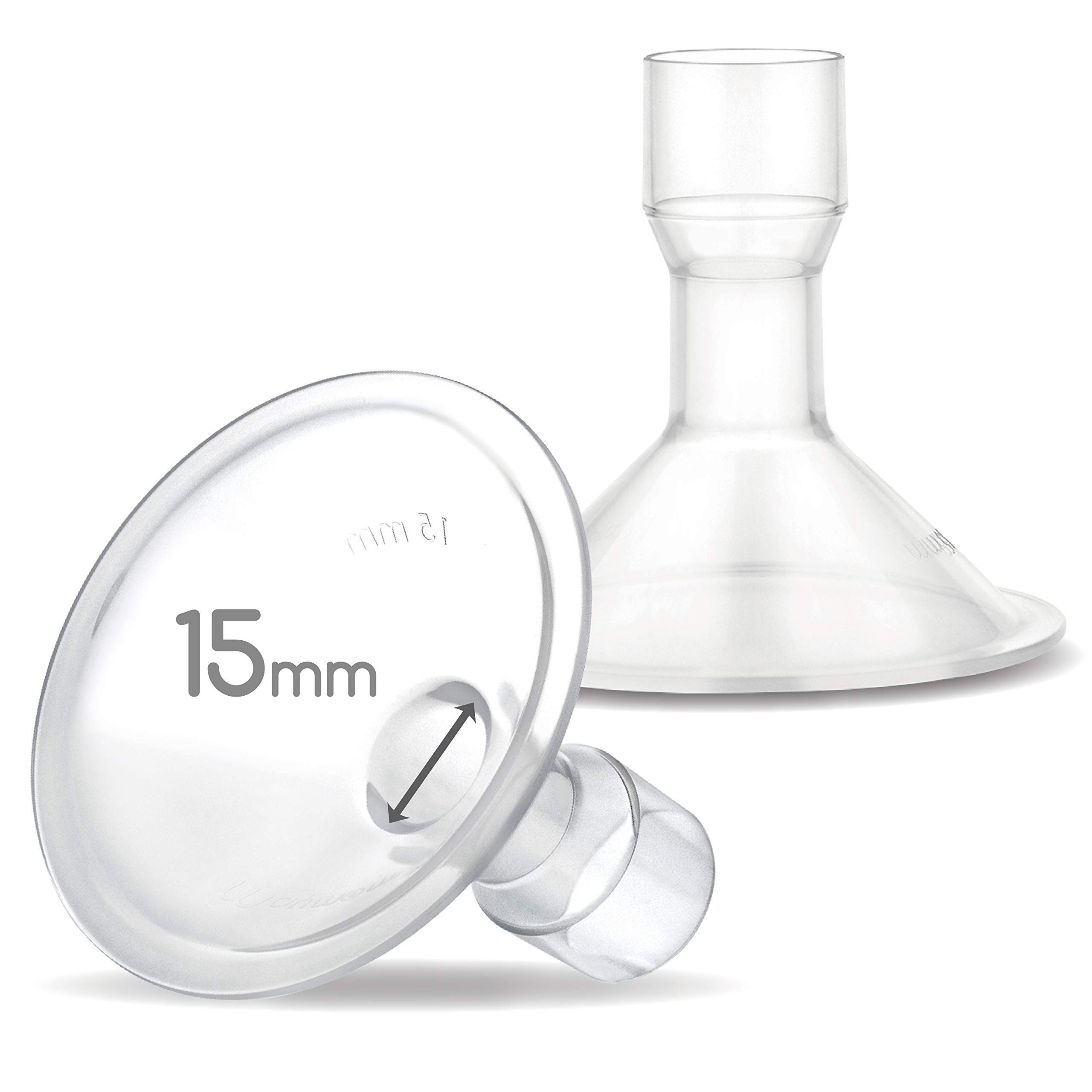 Maymom Myfit 15 Mm Shields; Compatible with Medela Breast Pump- Personalfit, Freestyle, Harmony, Maxi, Freestyle Flex Connector; Connect to Widemouth/Narrow Connector, 2Pcs