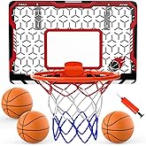 EagleStone Mini Basketball Hoop for Door & Wall, Foldable Rim with 3 Balls and Pump, Indoor Basketball Toy Game Set for Kids Adults, Bedroom Office Sports Gift