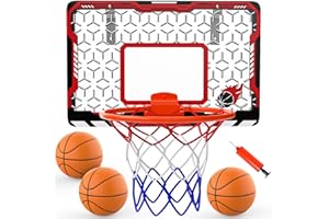 EagleStone Mini Basketball Hoop for Door & Wall, Foldable Rim with 3 Balls and Pump, Indoor Basketball Toy Game Set for Kids Adults, Bedroom Office Sports Gift