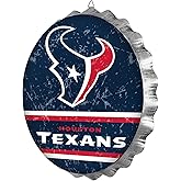 Houston Texans 13" Jumbo Metal Distressed Bottle Cap Wall Sign – Limited Edition FOCO Texans Sign – Represent the NFL and Show Your Team Spirit with Licensed Houston Football Fan Gear