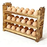 Egg Holder Countertop Farmhouse Decor - Wooden Fresh Eggs Storage for Counter - Pine Wood Egg Organizer Tray Racks