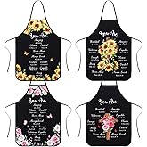 Maiteenly 4 Pcs Christian Sunflower Aprons for Women Religious Aprons Bible Verse Apron First Communion Gifts for Women