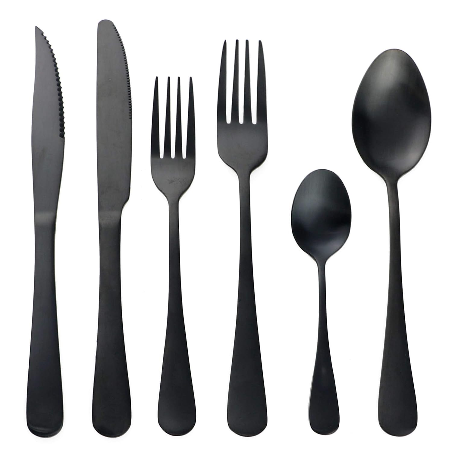 24Piece 18/10 Stainless Steel Flatware Set Matte Black Finish Service
