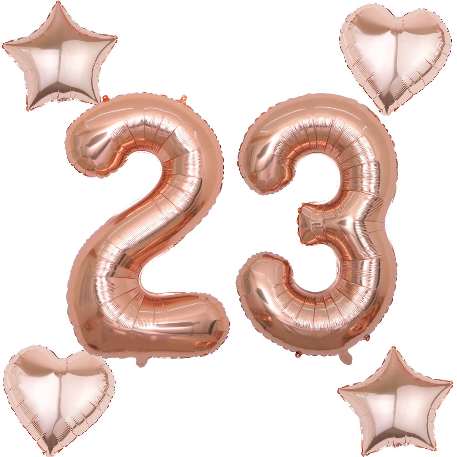 40 Inch Balloon Number 23 Birthday Girl Rose Gold + 4 Pieces Foil Balloon, XXL Number Balloons 23 Helium Foil Balloon Rose Gold for 23 Birthday Girl Decoration Number 23 Balloon Rose Gold Balloon 23