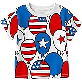 Boys Girls 4th of July T-Shirt American Flag Short Sleeve Shirt Kids Patriotic Outfit Independence Day Tee Tops 2-7T