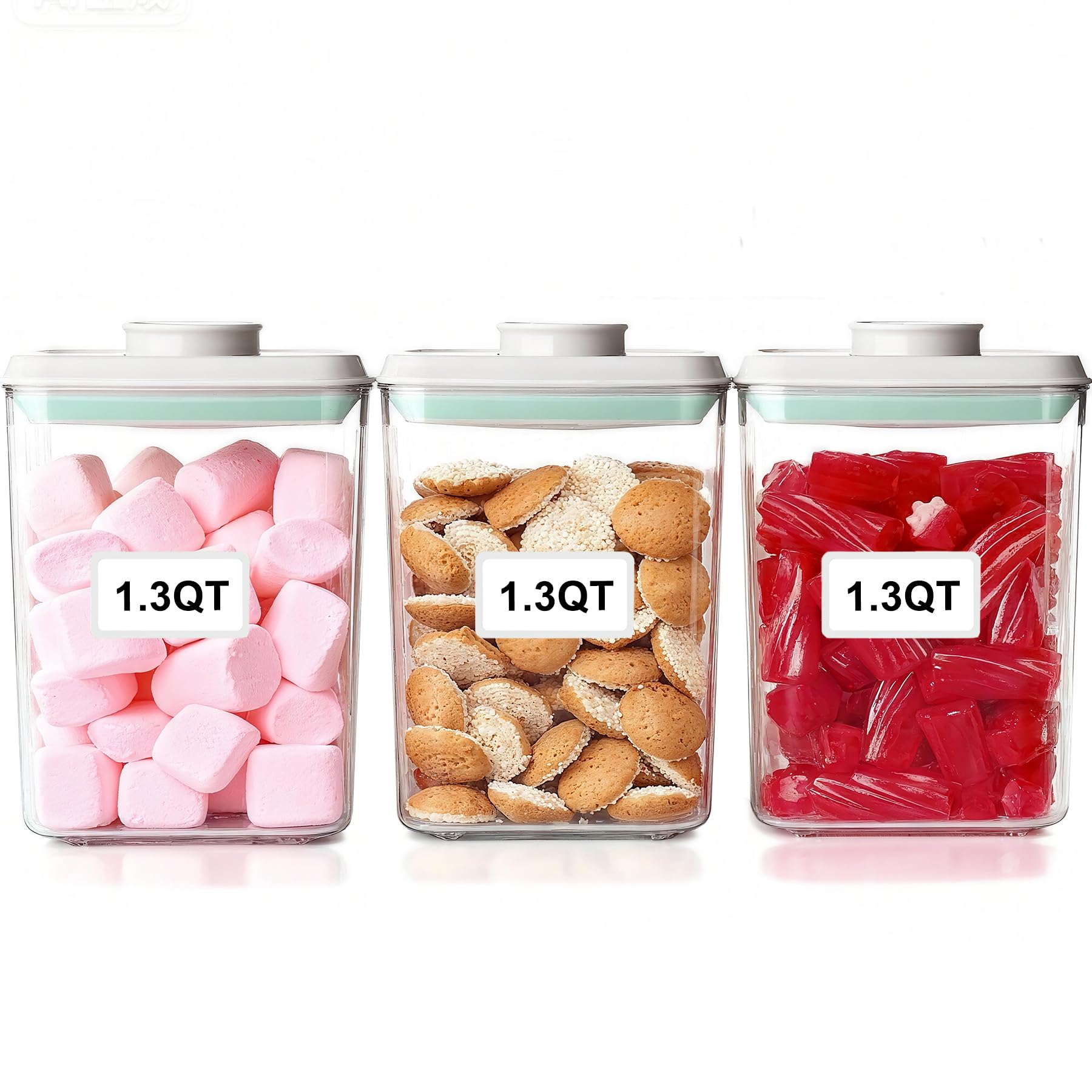 Photo 1 of **NO BOX**Cozey Daily Pop Containers with Lids - Stackable Airtight Food Storage, Kitchen Pantry Storage Containers for Snacks Candy Salt Herbs Spices BPA-Free (1200ML*3)