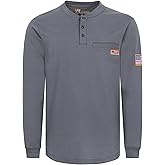 VATRENUS FR Shirt for Men Henley Midweight Utility Pocket Flame Resistant Long Sleeve Work Shirts NFPA2112 CAT2