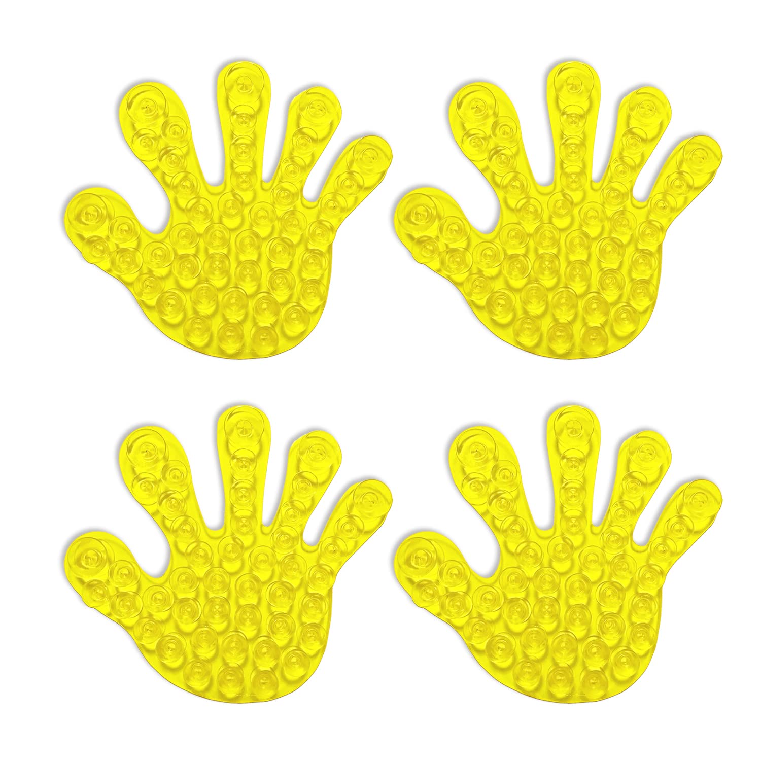 Moonla's Professional Strength Double-Sided Suction Cups (Carton/Palm Shape) for Bathroom/Kitchen/Bedroom/Office(Set of 4) (Yellow)