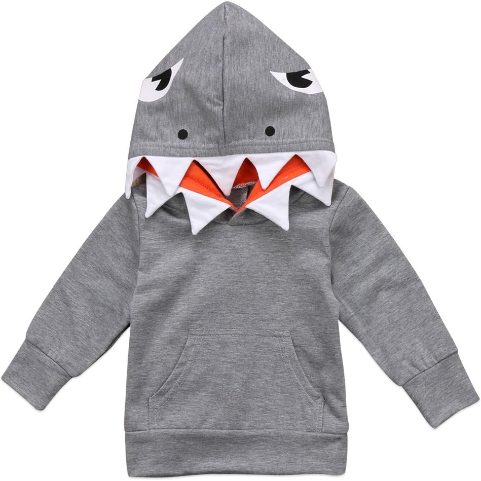 UrkutobaUnisex Baby Autumn Winter Shark Hooded Sweatshirt Infant Boys Girls Hoodies with Kangaroo Muff Pockets& Shark Fin
