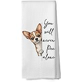 shiviody Funny Chihuahua Hand Towels - Chihuahua Gifts, You Will Never Pee Alone Decorative Absorbent Dishcloths Hand Towel for Bathroom Washroom Decor 16x24 Inches