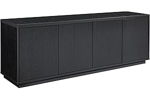 Henn&Hart Hanson Rectangular TV Stand for TV's up to 75" in Black Grain