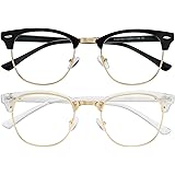 AIMISUV Blue Light Blocking Glasses Women/Men,Retro Half Frame Anti Eyestrain Computer Gaming Glasses(2Pack)