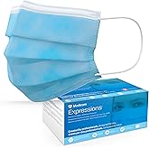 Medicom Expressions Disposable Face Masks - Box of 50 ASTM Level 3 Surgical Masks - 3 Layer Medical Masks Made in Canada - Bl