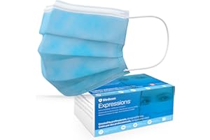 Medicom Expressions Disposable Face Masks - Box of 50 ASTM Level 3 Surgical Masks - 3 Layer Medical Masks Made in Canada - Bl