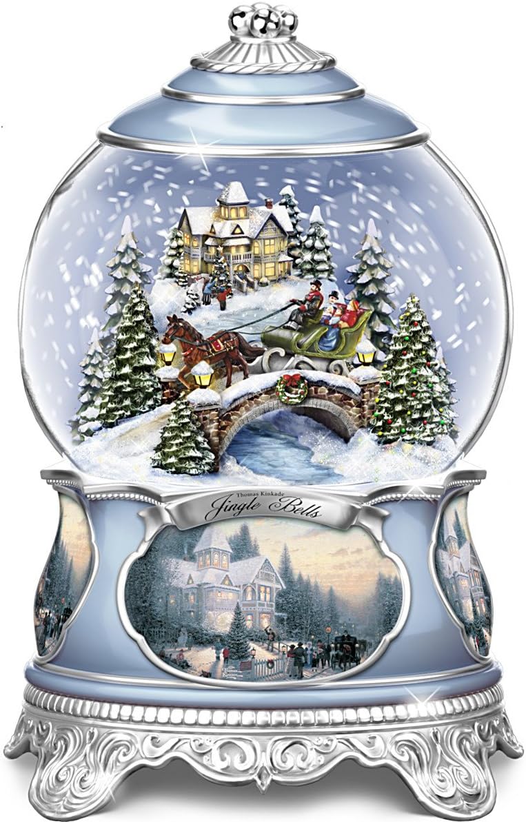 Snow Globes - The Bradford Exchange Thomas Kinkade Jingle Bells Christmas Musical Snowglobe