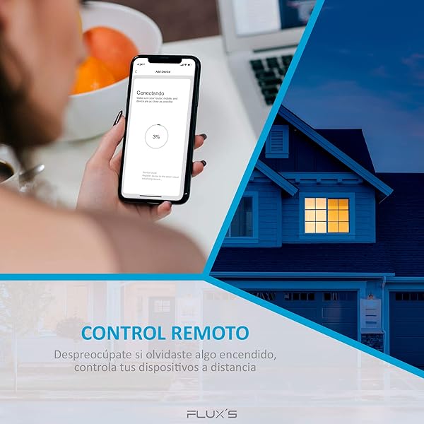 Enchufe Inteligente Wifi Fluxs Con Monitor de Consumo Programable y Funcion de Temporizador y Horarios Control Remoto Con IOS y Android Compatible Con Alexa Echo Google Home e IFTTT