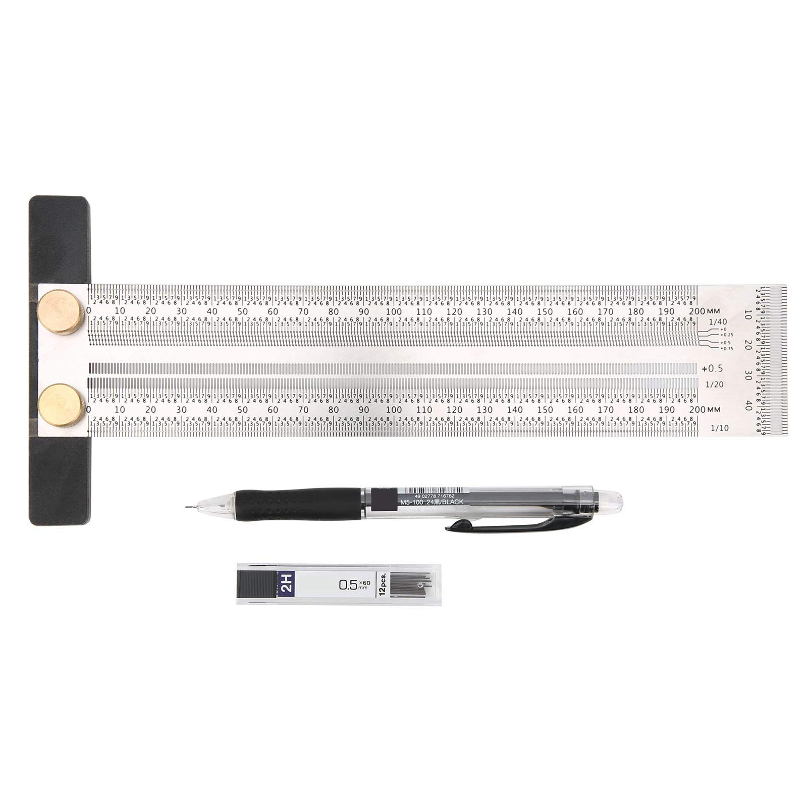 Hopcd Woodworking T Ruler, Stainless Steel 200mm /7.9" T-Square Marker