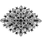 Black Rhinestone Brooch Pin for Women,Vintage Art Deco Brooches Mini Brooch Pins Elegant Wedding Christmas Festival Jewelry Gift