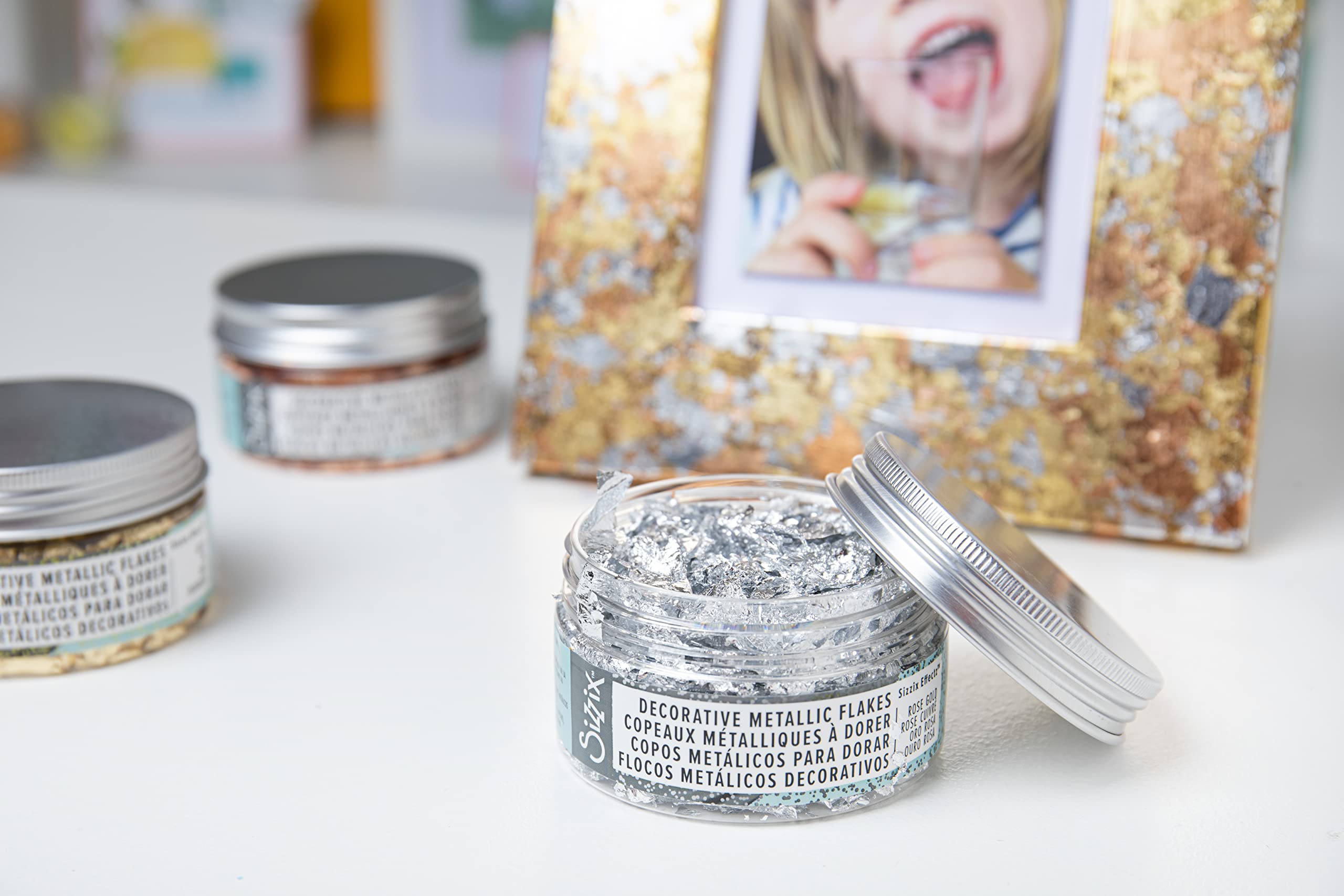 Sizzix, Silver Effectz Metallic Flakes 664564, Decorative Gilding Foil, 0.8g, One Size