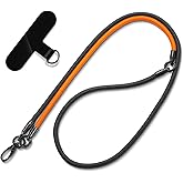 Cell Phone Lanyard, Crossbody Strap, Neck Holder & Wrist Lanyard 3-in-1 Anti-Theft Phone Strap, Detachable Universal Smartphone Straps with a Tap, Durable Hook-Orange Black