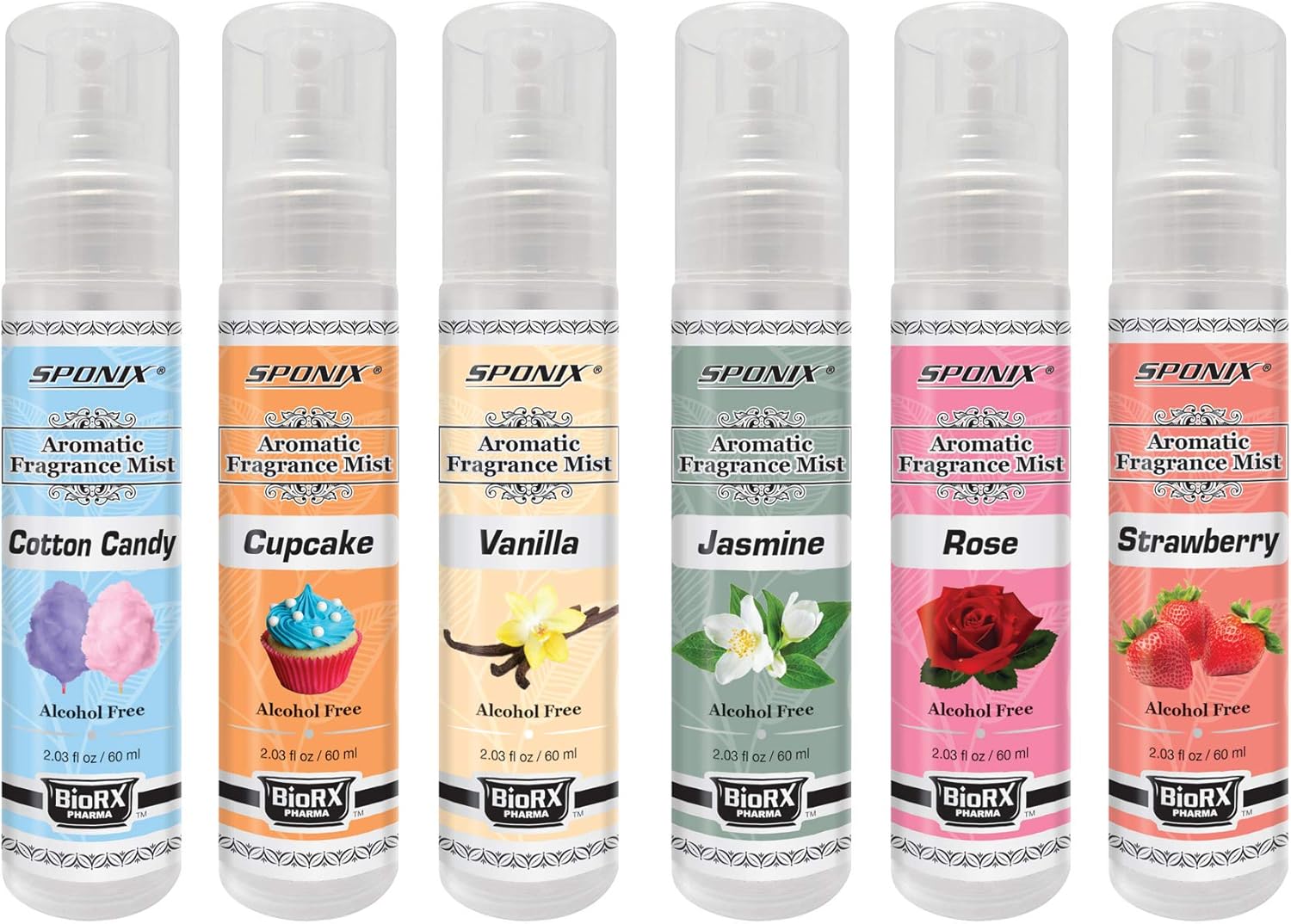 Amazon Com Top Fragrance Mist Set Best 6 Scented Mists Strawberry Jasmine Rose Vanilla Cupcake And Cotton Candy Alcohol Free 2 Oz By Sponix Health Personal Care