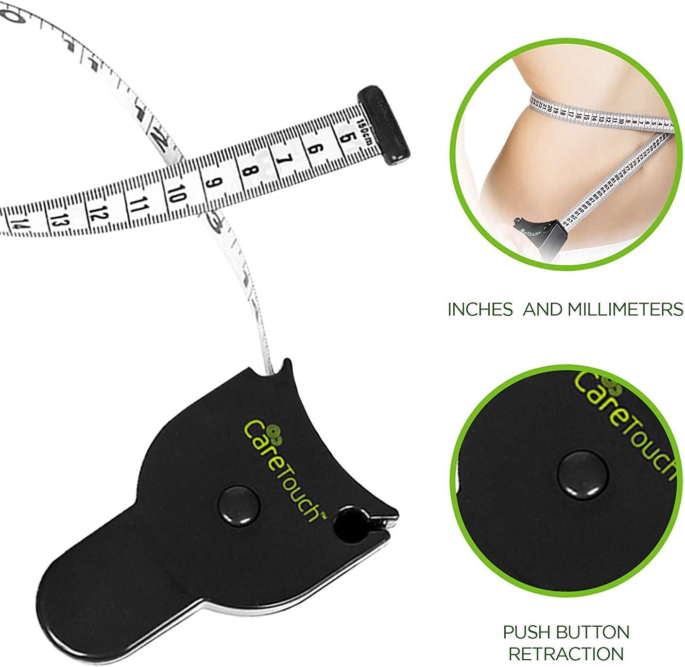 Care Touch Skinfold Body Fat Caliper Set, Measure Tape Included: Health & Personal Care