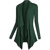 Urban CoCo Women's Drape Front Open Cardigan Long Sleeve Irregular Hem