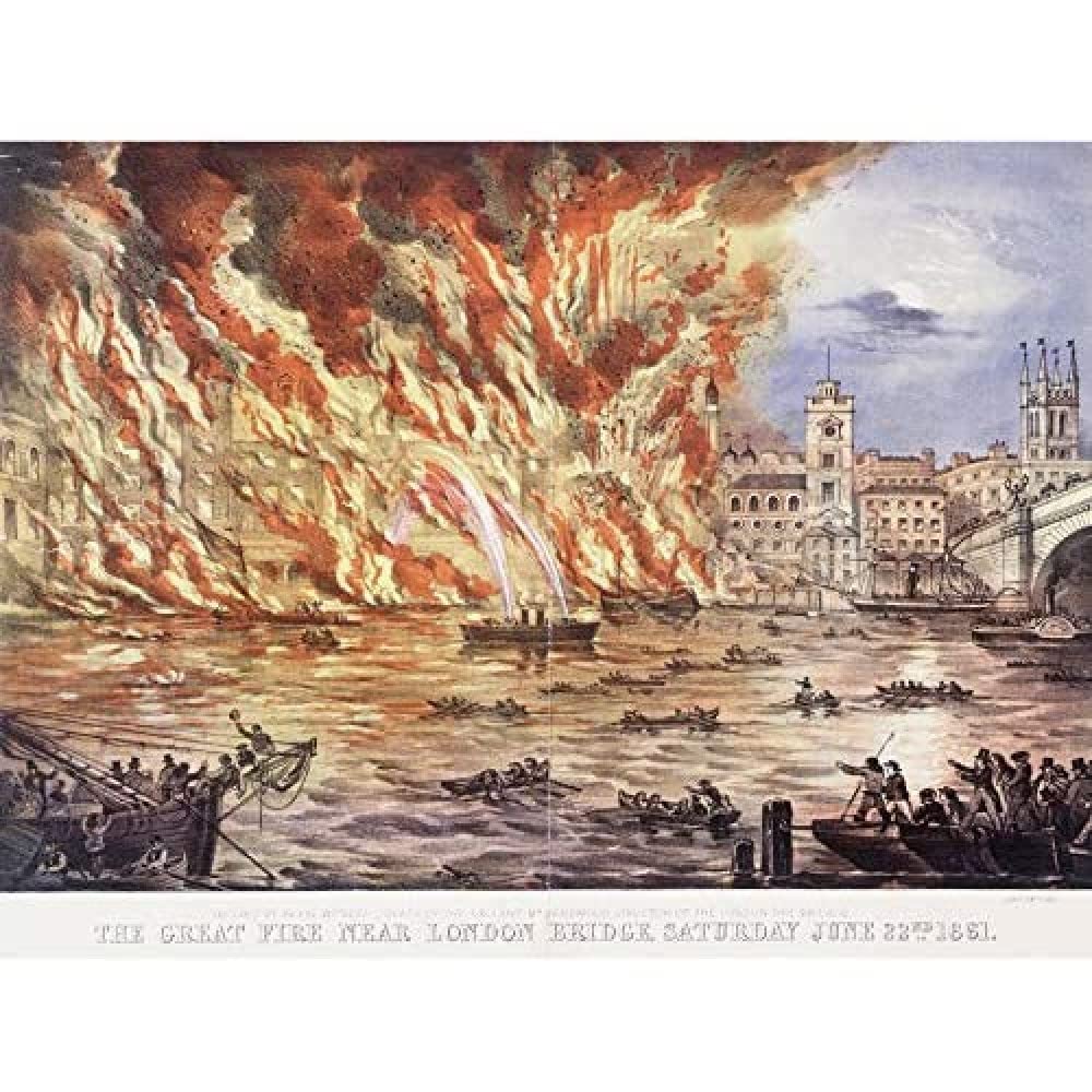 Read And Company The Great Fire Near London Bridge Art Print Canvas Premium Wall Decor Poster Mural