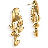 Jean Beau Chunky Gold Stone Stud Earrings for Women, Trendy Natural Gemstone Hypoallergenic Earing Valentine Jewelry Gift