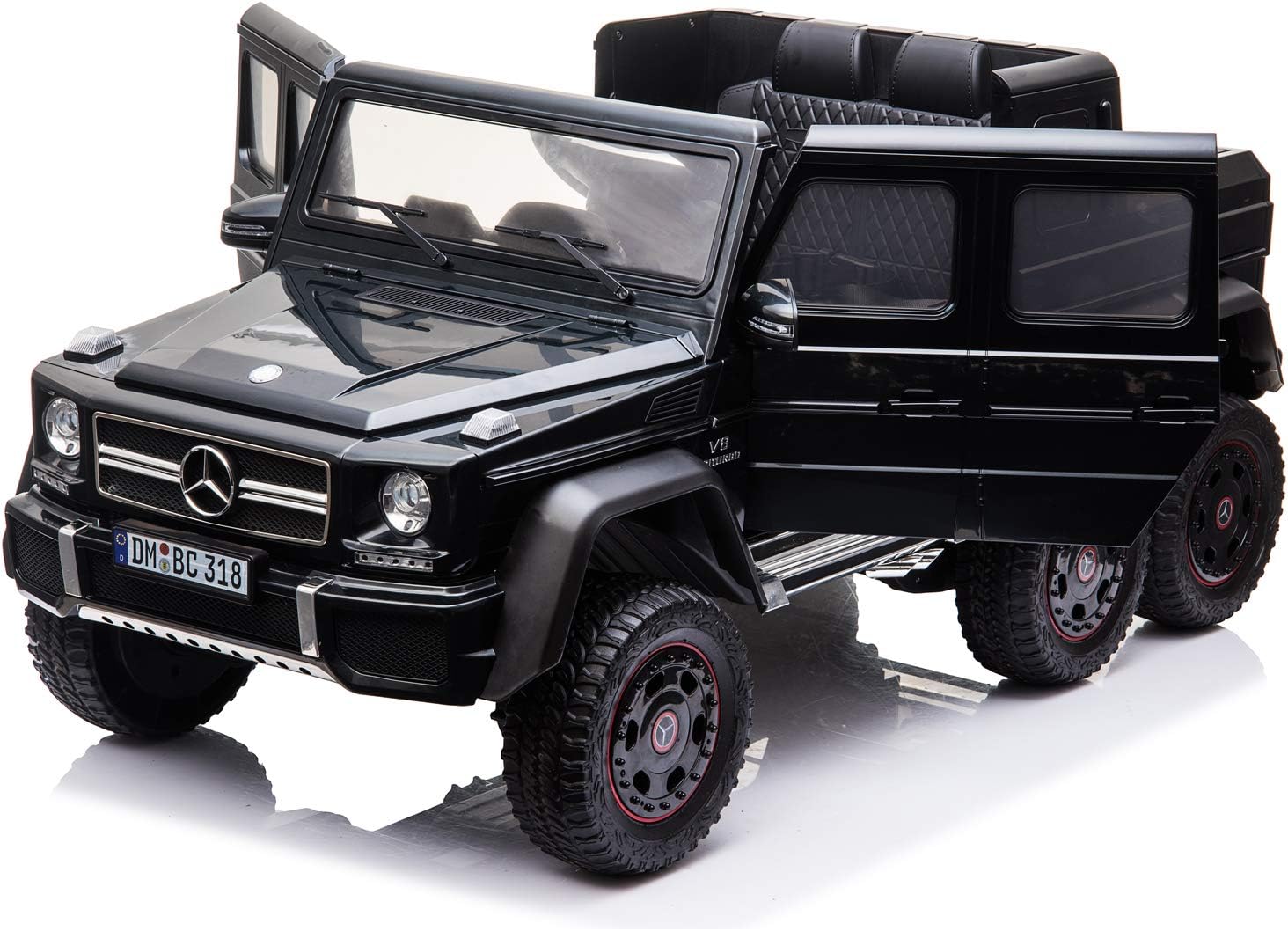 Amazon Com Licensed Mercedes Benz Amg G63 6x6 Electric Kids Ride On Car With Remote Control 4 Motors Openable Doors Pull Handle Spring Suspension Usb Mp3 And Bluetooth Black Toys Games