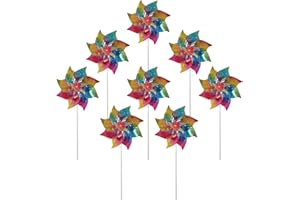 In The Breeze Rainbow Whirl Mylar Pinwheel Spinners, 8-Piece