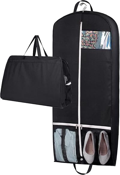 MISSLO 54" Suit Carrier Garment Bag with 2 Pockets Black