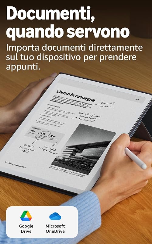 Kindle Scribe 32 GB (ultimo modello) — Schermo da 11’’, effetto carta stampata, con luce frontale — Più sottile, leggero e veloce — Scrivi nel taccuino integrato, nei documenti e nei libri