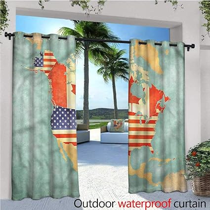 Amazon Com Warmfamily World Map Patio Curtains States Of Canada