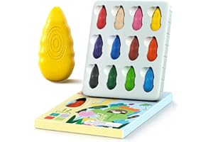 TinyGeeks 12 Water Drop Crayons - Non Toxic Crayons for Toddlers - Washable, Easy To Hold - For Toddlers, Kids Ages 3-8 - Ergonomic Shape
