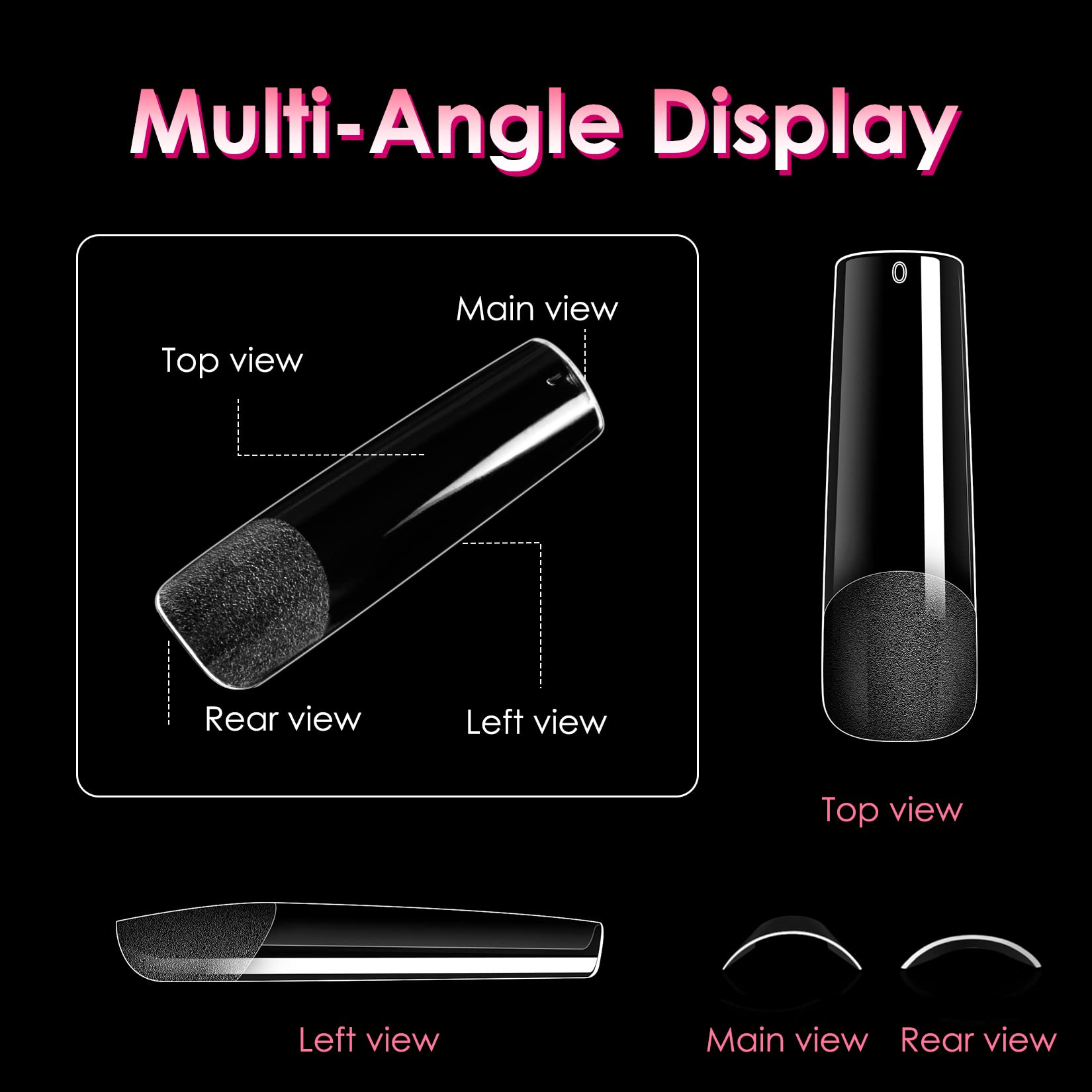 Ranrose Long Straight Nails Tips,240PCS Full Cover Soft Gel Nail Tips for Acrylic Nails Professional 12 Size Pre-shaped XXL Straight Shape False Nail Half Matte Fake Nail for Press On Nail Extensions - Image 2